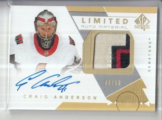 18/19 Ud Sp Authentic Craig Anderson Game Jersey Patch Auto /50 84 3cl