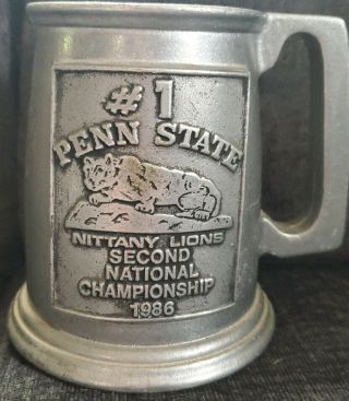 Penn State Nittany Lions Second National Championship 1986 Mug Pewter