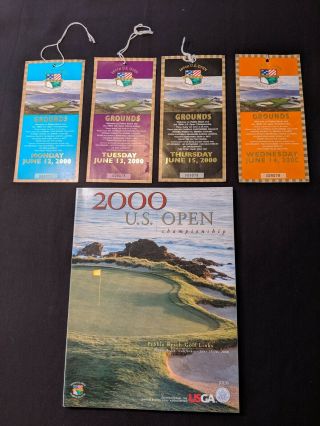 2000 Us Open Golf Program & Tickets Passes - Pebble Beach Tiger Woods