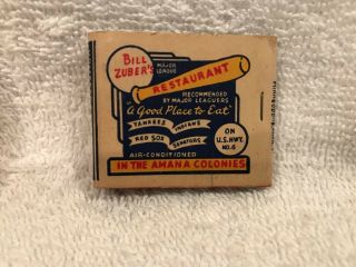 VINTAGE 1940 ' s Bill Zuber ' s Restaurant Matchbook,  York Yankees, 2