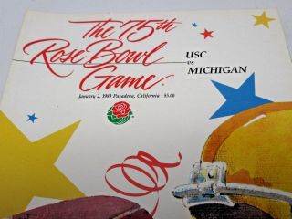 The 75th Rose Bowl Game Program USC Vs.  Michigan 1989 2
