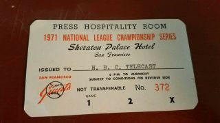1971 National League Championship Series Hospitality Pass San Francisco Giants