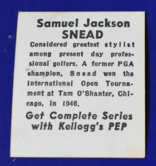 1948 KELLOGG ' S PEP Golf Card of SAMMY SNEAD (RC) 2
