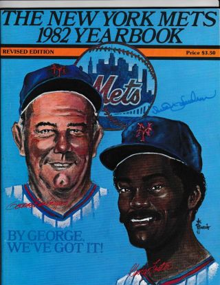 1982 York Mets Official Yearbook Signed By Bud Harrelson On Cover