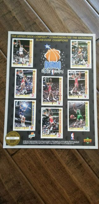 1991 - 92 Upper Deck Commemorative Sheet All Star Game Dunk Michael Jordan Sga