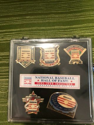 1995 - 99 Baseball Hall Of Fame Induction Pin Set Ryan/schmidt/weaver/lasorda