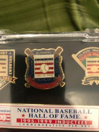 1995 - 99 Baseball Hall of Fame Induction Pin Set Ryan/Schmidt/Weaver/Lasorda 3