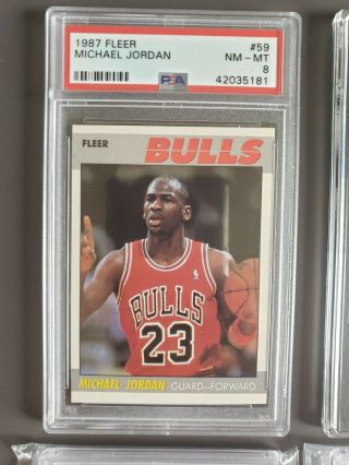 1987 - 88 Fleer 59 Michael Jordan Chicago Bulls Psa 8.  Good Luck