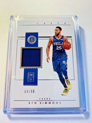 2018 - 19 Panini Encased Fotl Ben Simmons Patch Game Jersey Sp /99 76ers