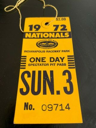 Vintage 1972 Nhra Indy Nationals Race Ticket Great Find