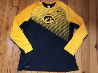 Nike University Of Iowa Hawkeyes Long Sleeve Shirt - Yellow/black - Sz Xl