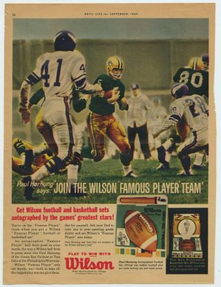 Ads - 1962 Paul Hornung 1970 Ray Nitschke Green Bay Packers football 2