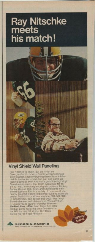 Ads - 1962 Paul Hornung 1970 Ray Nitschke Green Bay Packers football 3