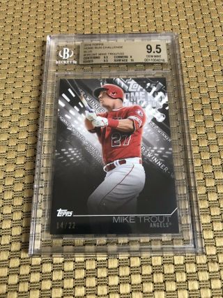 2018 Topps Home Run Challenge Blue Mike Trout Ssp 14/22 Angels Bgs Beckett 9.  5