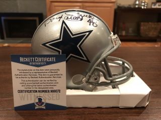 Daryl Moose Johnston Autographed Dallas Cowboys Mini Helmet Witness Beckett 1