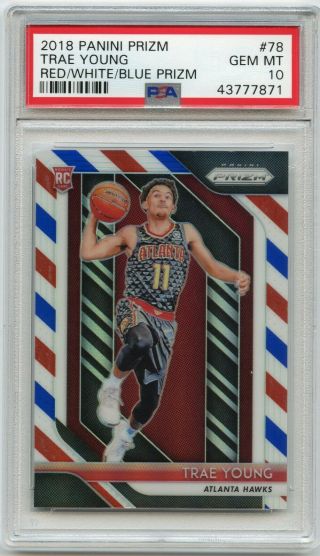 2018 - 19 Panini Prizm Trae Young Red White Blue Psa 10 Gem