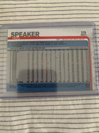 2019 Topps Series 2 - Tris Speaker - 579 SSP Photo Variation RED SOX 2
