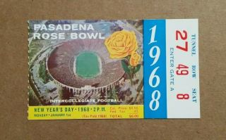 Rose Bowl Game Ticket,  Usc Vs Indiana,  Jan.  1,  1968