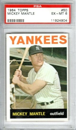 Mickey Mantle 1964 Topps Card York Yankees Psa 6
