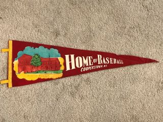 Vintage Cooperstown Ny Home Of Baseball Hall Of Fame Pennant Ex