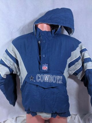 Vtg 90s Dallas Cowboys Starter Parka Jacket Sz Youth Large Nfl Football