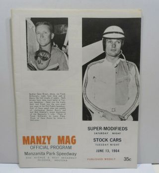 Manzy Mag 1964 Manzanita Speedway Auto Racing Program - Modifieds Stock Cars