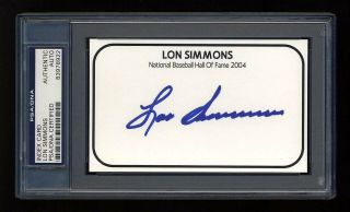 Lon Simmons Signed Index Card Psa/dna Slabbed San Francisco Giants 49 