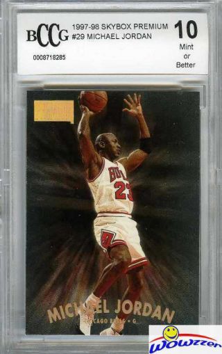 1997/98 Skybox Premium 29 Michael Jordan Beckett 10 Chicago Bulls Hof