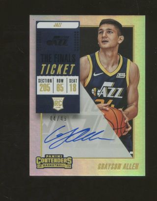 2018 - 19 Panini Contenders The Finals Ticket Grayson Allen Rc Rookie Auto 44/49