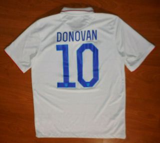 Nike Dri - Fit 2014 Team USA 10 Landon Donovan Men ' s White Soccer Jersey Size L 2