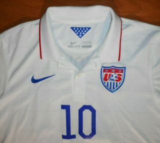Nike Dri - Fit 2014 Team USA 10 Landon Donovan Men ' s White Soccer Jersey Size L 3