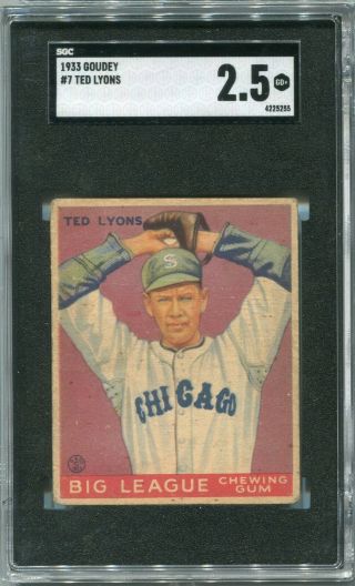 1933 Goudey Ted Lyons Rc Rookie Card 7 Graded Sgc 2.  5 Gd,  White Sox