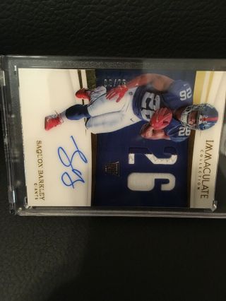 2018 IMMACULATE SAQUON BARKLEY ROOKIE NUMBERS 2 COLOR ON CARD AUTO PATCH SP 6/26 3
