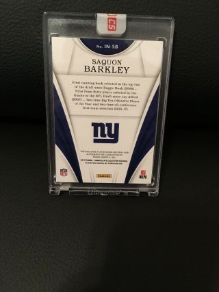 2018 IMMACULATE SAQUON BARKLEY ROOKIE NUMBERS 2 COLOR ON CARD AUTO PATCH SP 6/26 5