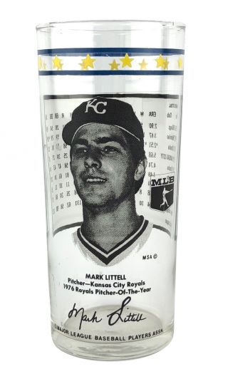 Mark Littell 1976 Kansas City Royals Pitcher Of The Year Mlb Drinking Glass