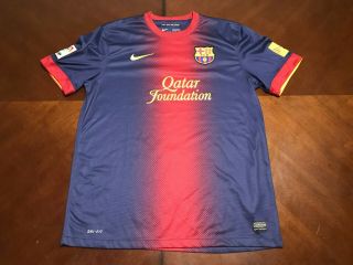 Authentic Nike 2012 - 2013 Fc Barcelona Soccer Jersey Adult Size Large Dri - Fit