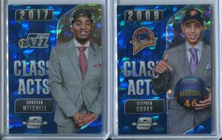 (2) 2018 - 19 Contenders Optic Class Acts Blue Ice Steph Curry & Donovan Mitchell
