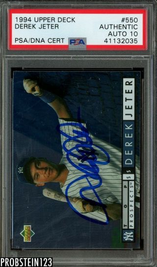 1994 Upper Deck 550 Derek Jeter Yankees Rc Rookie Signed Auto Psa/dna 10