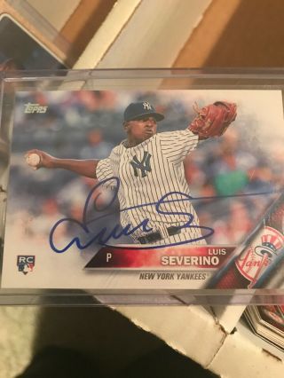 2016 Topps Autographed Luis Severino York Yankees Signed Rookie Rc 265