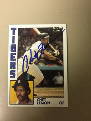Chet Lemon Hand Signed 1984 Topps Card Detroit Tigers World Series
