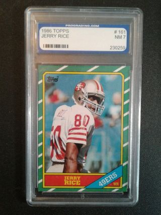 Jerry Rice 1986 Topps Rookie 161.  Graded Nm 7.
