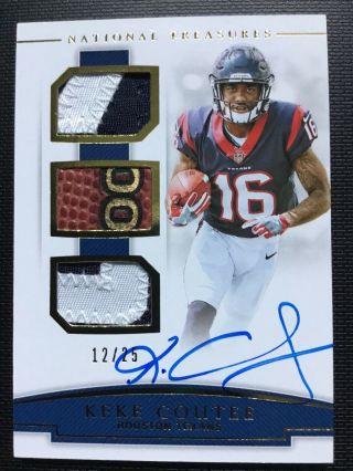 2018 National Treasures Keke Coutee 12/25 Rc Rookie Patch Auto Houston Texans