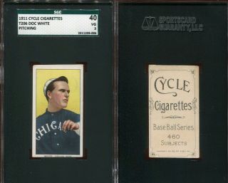 1909 - 1911 T206 Doc White Pitching Chicago White Sox Sgc 40 Cycle 460