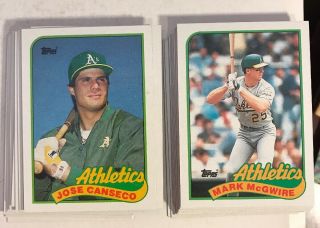 1989 Topps World Champion Oakland A’s Team Set,  Mcgwire,  Canseco,  32 Cards Nrmnt