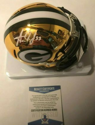 Aaron Jones Autographed Green Bay Packers Speed Chrome Mini Helmet Beckett