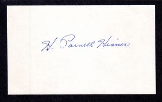 Harley Parnell Hisner (debut 1951) Red Sox Signed Autograph Auto 3x5 Index
