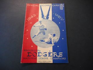 1942 Brooklyn Dodgers Vs Chicago Cubs Official Scorecard Unscored Shape