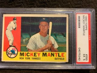 1960 Topps Mickey Mantle York Yankees 350 PSA 5 EX 04075340 2