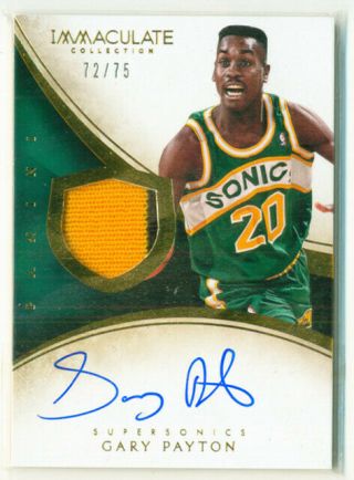 2013 - 14 Immaculate Gary Payton Supersonics Patch Auto /75