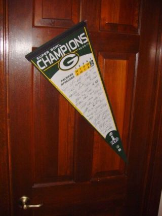 Man Cave 12x30 Display Pennant Nfl Green Bay Packers Bowl Xlv Signatures